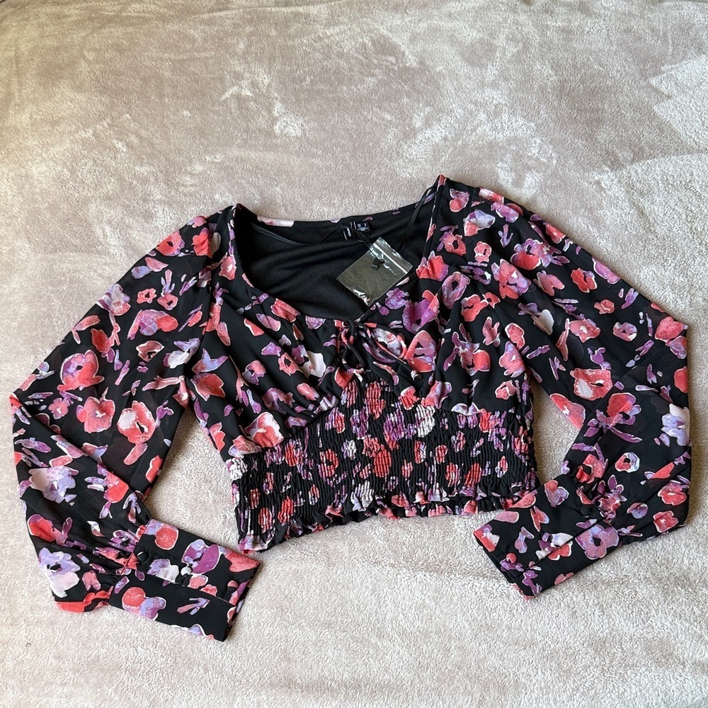 Vero Moda Black and Red Floral Blouse